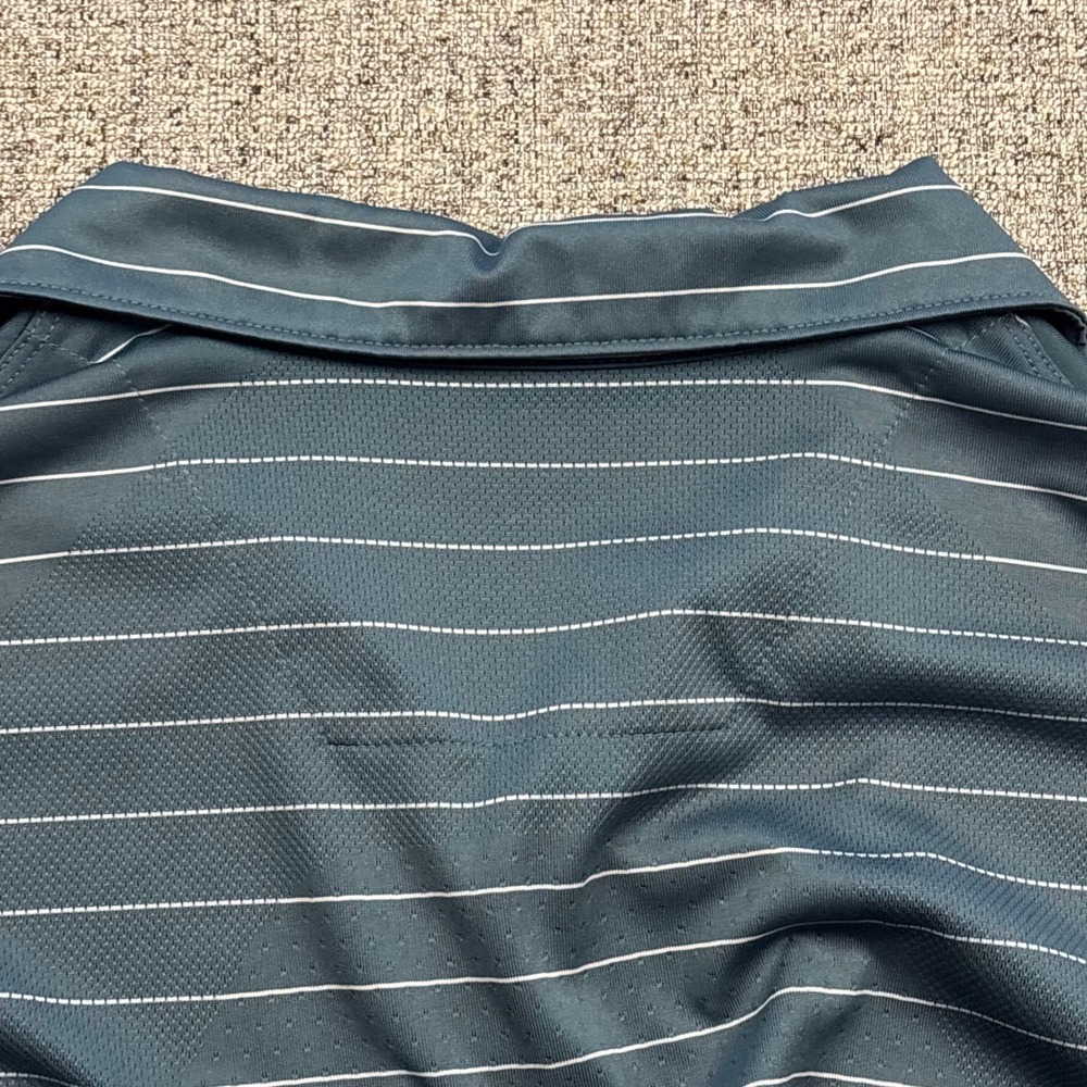 Nike Polo Shirt Mens XL Blue Green  Golf Victory Pinstripe Short Sleeve - Picture 4 of 9